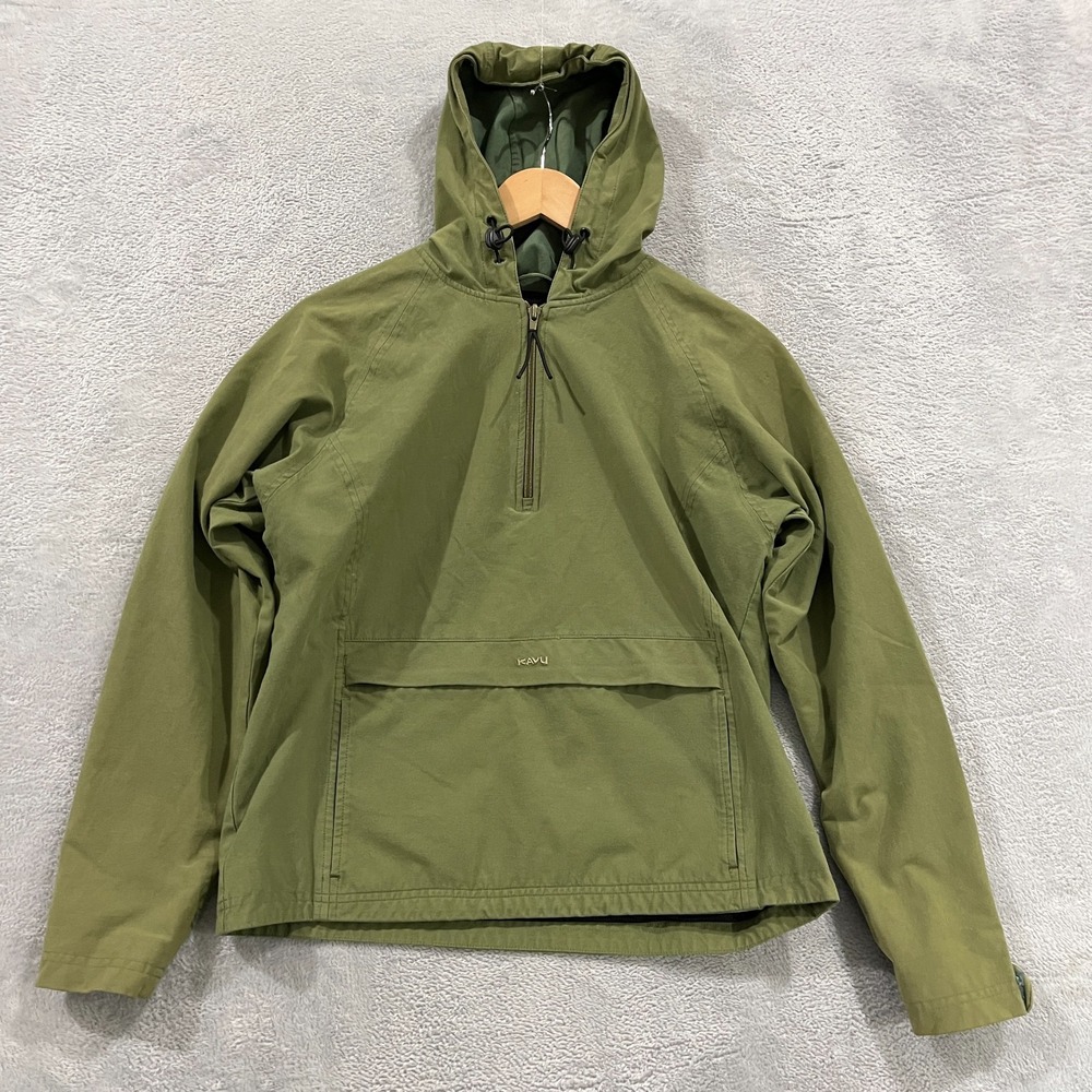 Kavu Anorak Jacket Women's M Hood Green VTG 1/2 Zip Long Sleeve‎